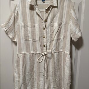 Old Navy Cream Striped Shirt